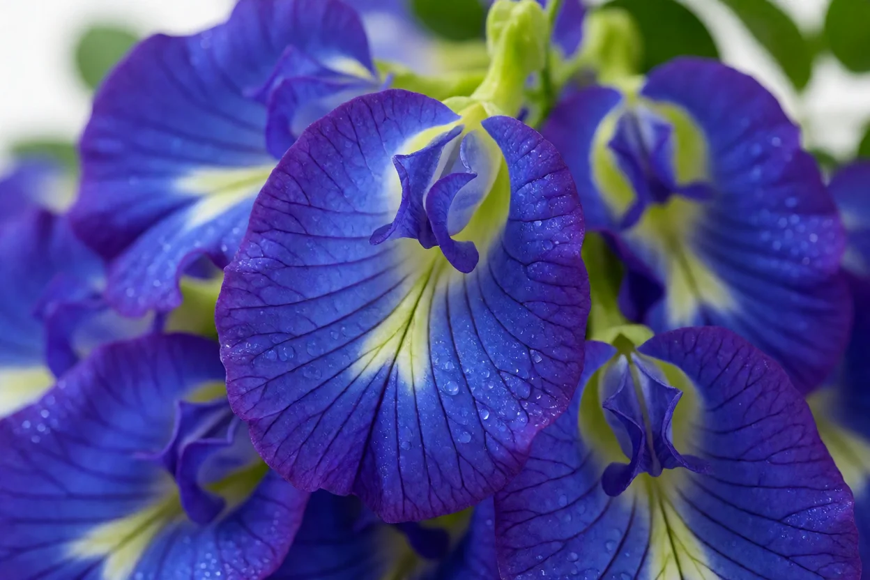 Flores de fada azul prontas para colheita