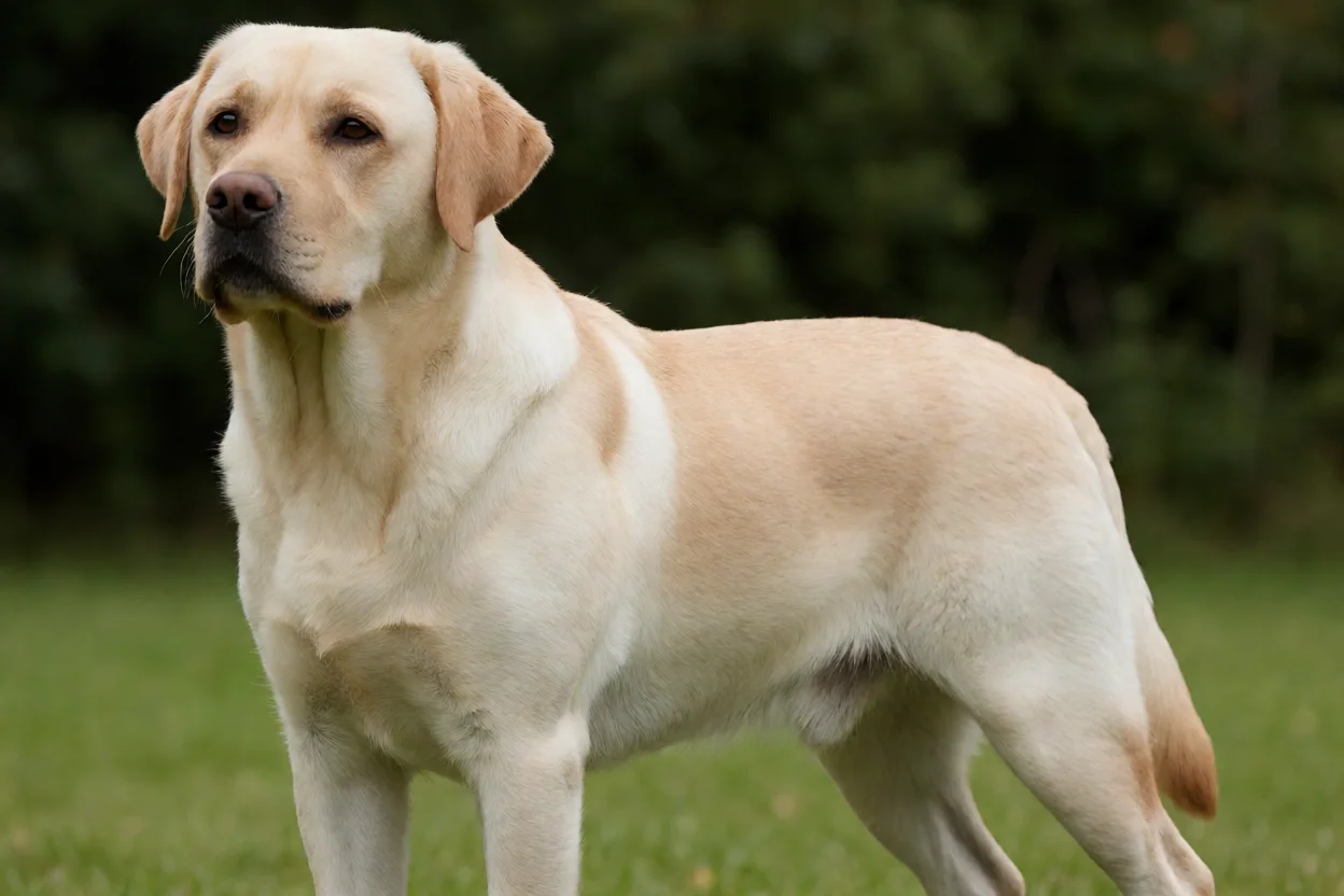 Labrador Retriever em condição corporal ideal, magro e atlético