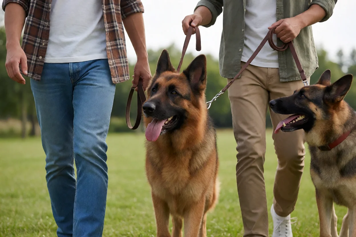 Pastor Alemão convivendo com outro cão de forma tranquila